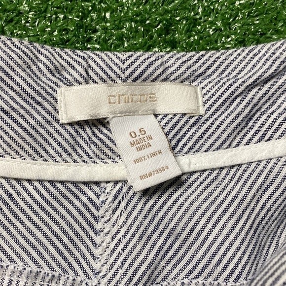 Chicos Nautical Stripe Linen Pants 0.5/ S - Picture 7 of 9
